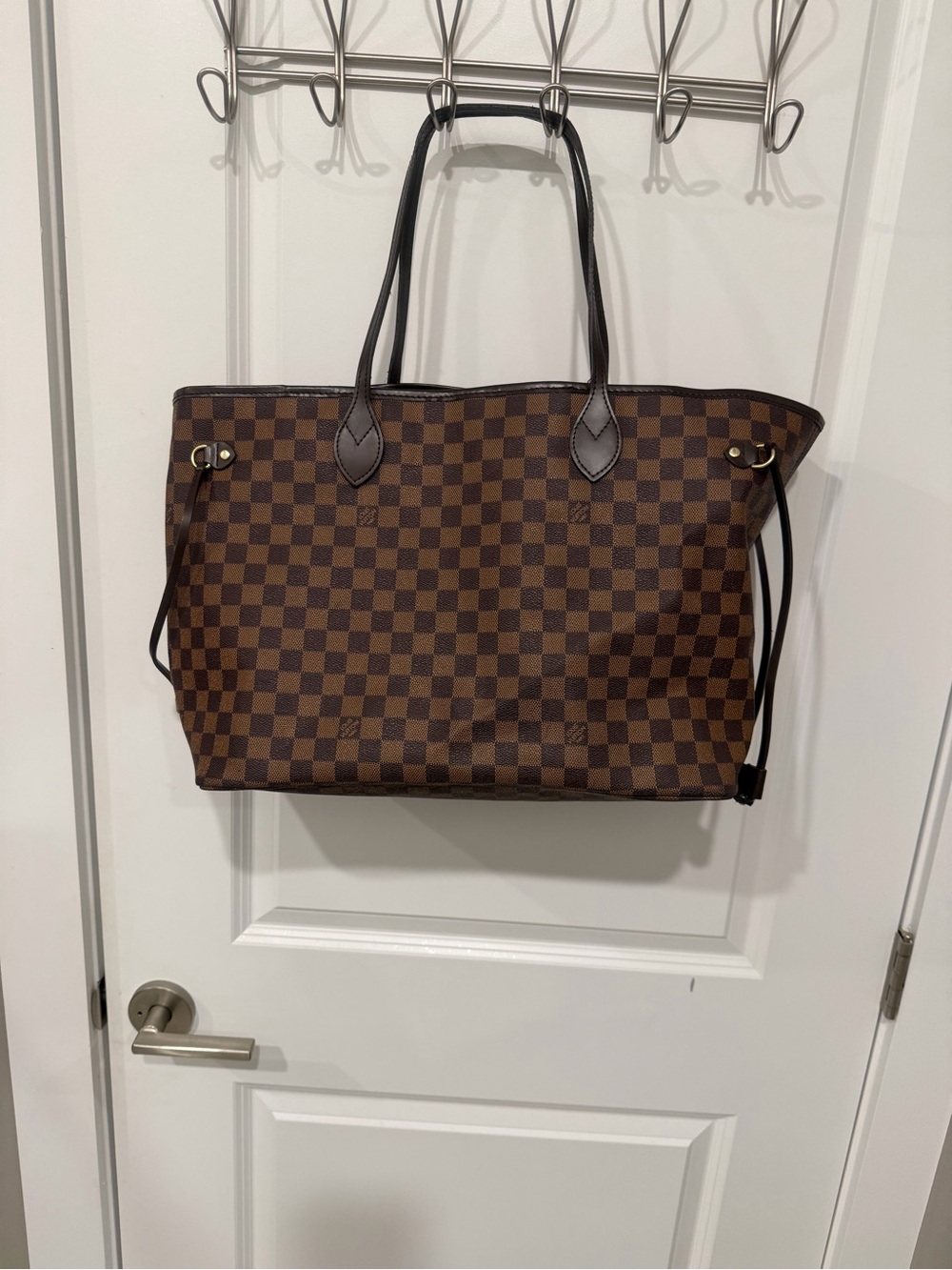 Brown Checkered Tote Bag - Designer Style